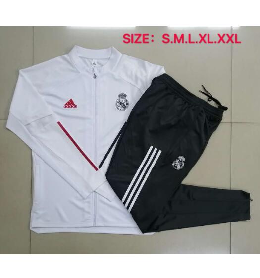 Real Madrid White Training Suits Jacket with Pants 2020/21